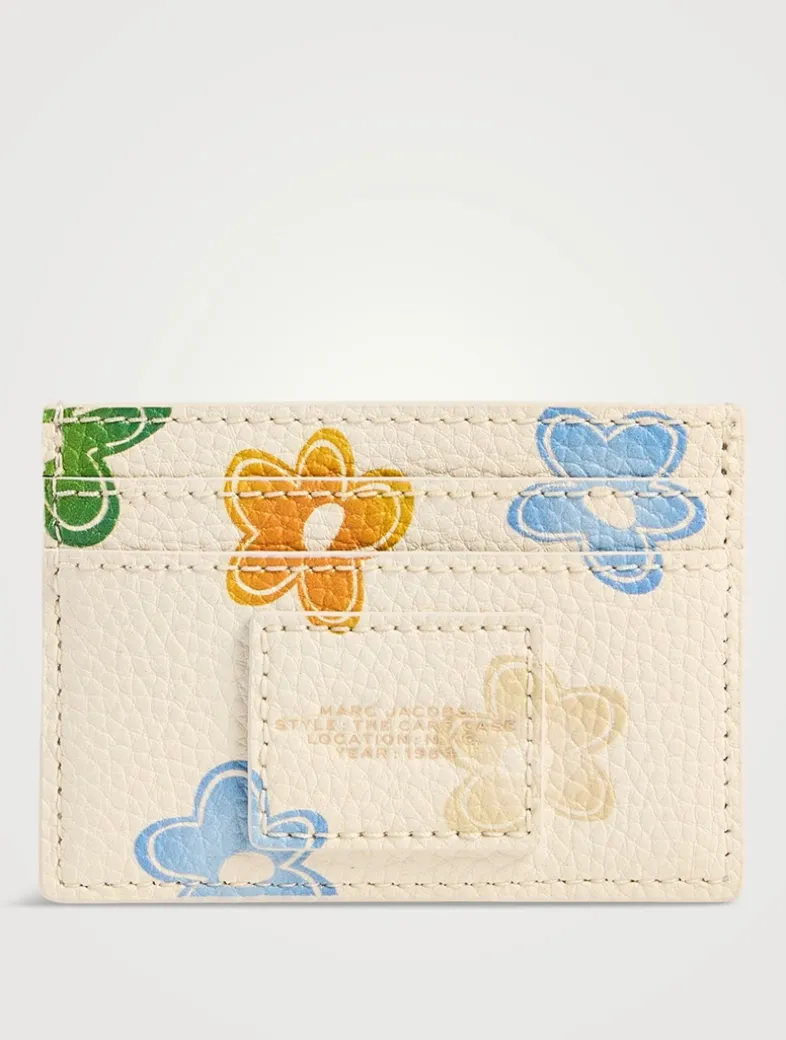 The Leather Card Case In Wild Daisy Print