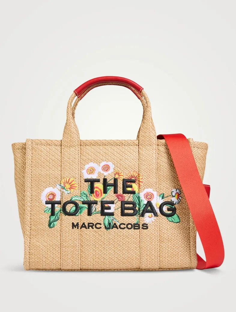The Medium Daisy-Embroidered Raffia Tote Bag