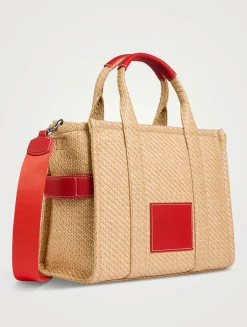 The Medium Daisy-Embroidered Raffia Tote Bag