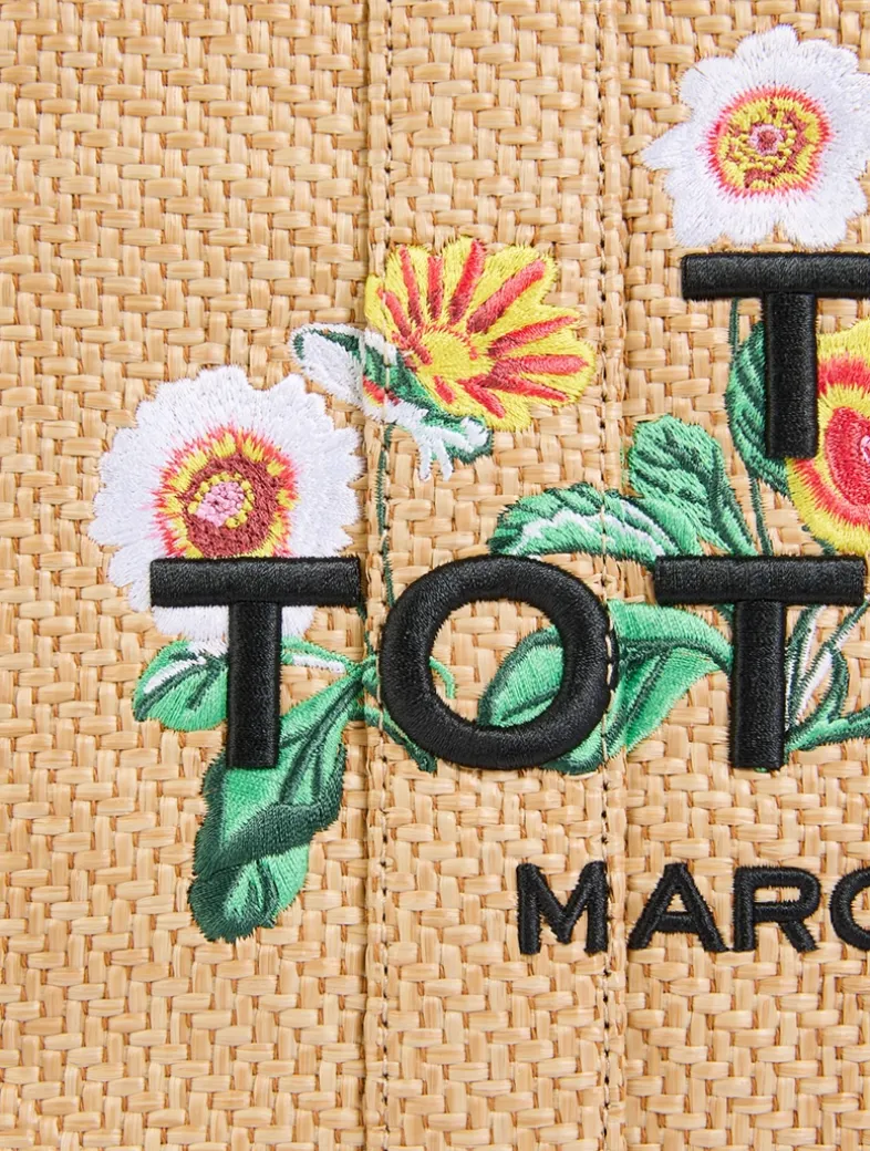The Medium Daisy-Embroidered Raffia Tote Bag