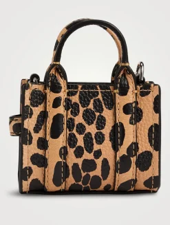 The Nano Leather Tote Bag Charm In Cheetah Print