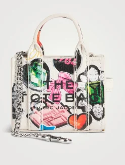 The Nano Leather Tote Bag Charm In Sticker Print