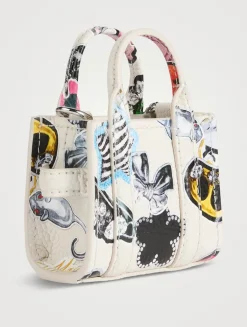 The Nano Leather Tote Bag Charm In Sticker Print