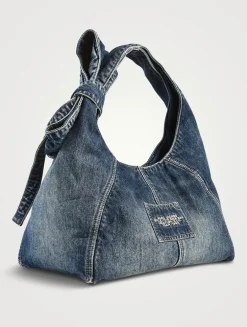 The Sack Bow Denim Shoulder Bag