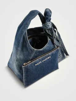 The Sack Bow Denim Shoulder Bag