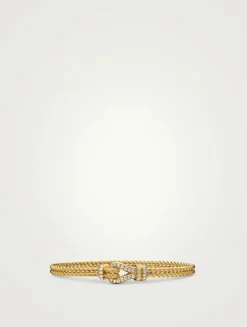 Thoroughbred Loop Bracelet In 18k Yellow Gold With Diamonds, 4.5mm