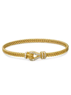 Thoroughbred Loop Bracelet In 18k Yellow Gold With Diamonds, 4.5mm