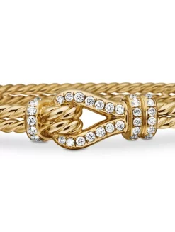 Thoroughbred Loop Bracelet In 18k Yellow Gold With Diamonds, 4.5mm