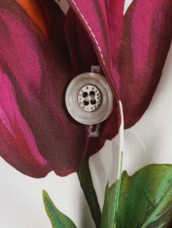 Tie-Front Poplin Shirt In Floral Print