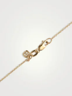 Tiny 14K Gold Ladybug Charm Necklace With Ruby And Diamonds