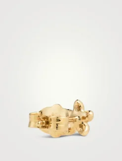 Tiny Plumeria Stud Earrings With Diamonds