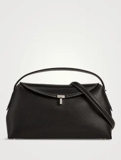T-Lock Leather Top Handle Bag