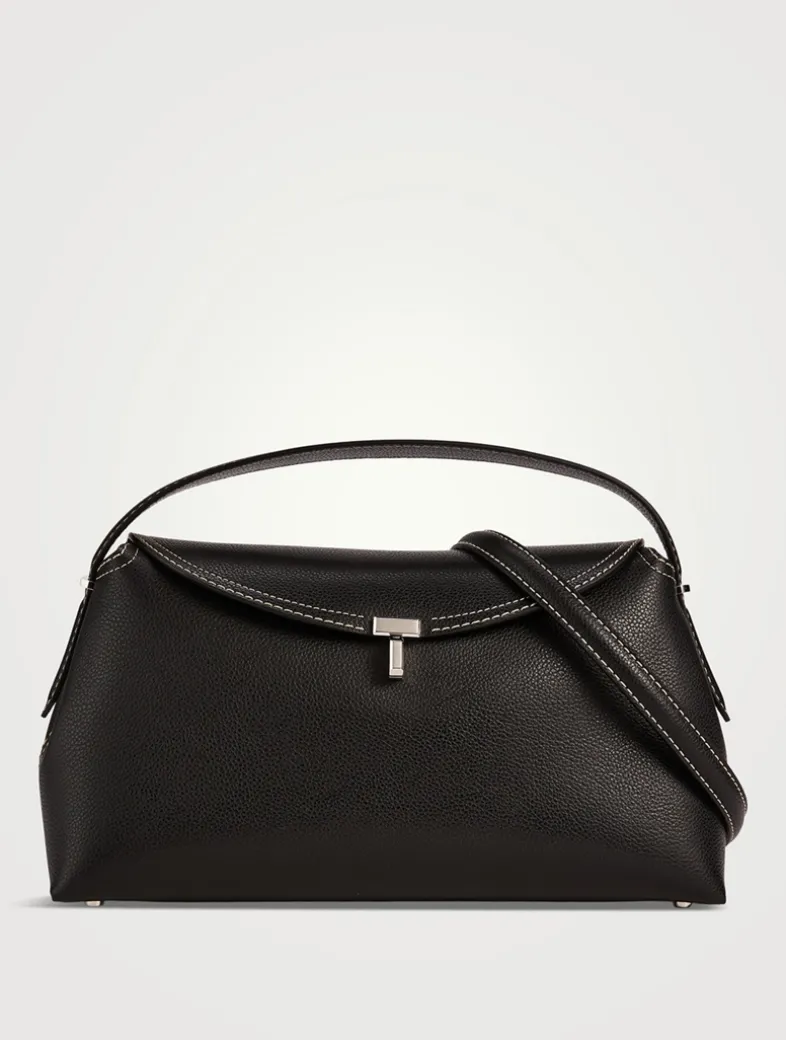 T-Lock Leather Top Handle Bag