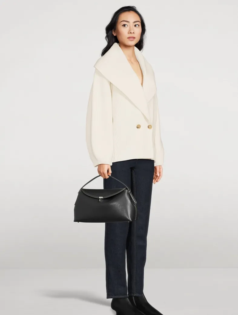 T-Lock Leather Top Handle Bag