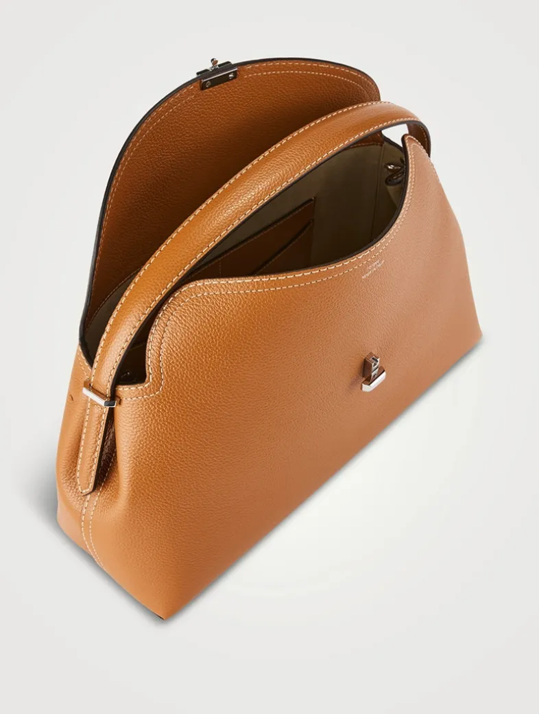 T-Lock Leather Top Handle Bag