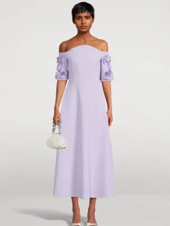 Tschumi Off-The-Shoulder Dress With Floral Appliqué