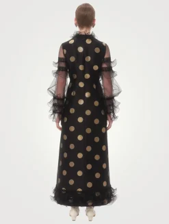 Tulle-Trimmed Jacquard Plusdepois Dress