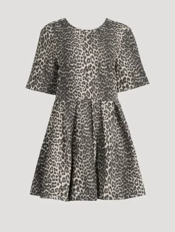 Tweed Mini Dress In Leopard Print