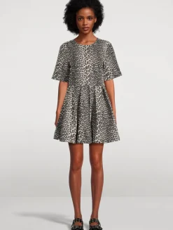 Tweed Mini Dress In Leopard Print