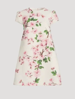 Tweed Shift Dress In Cherry Blossom Print