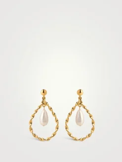Twisted Faux Pearl Drop Clip-On Earrings