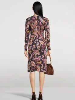 Twist-Front Dress In Paisley Print