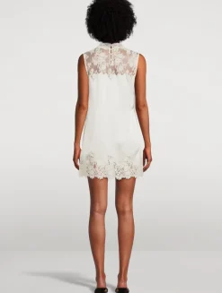 Valeria Lace-Trimmed Silk Mini Dress