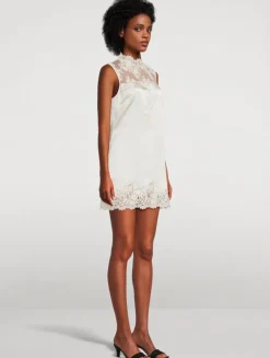 Valeria Lace-Trimmed Silk Mini Dress