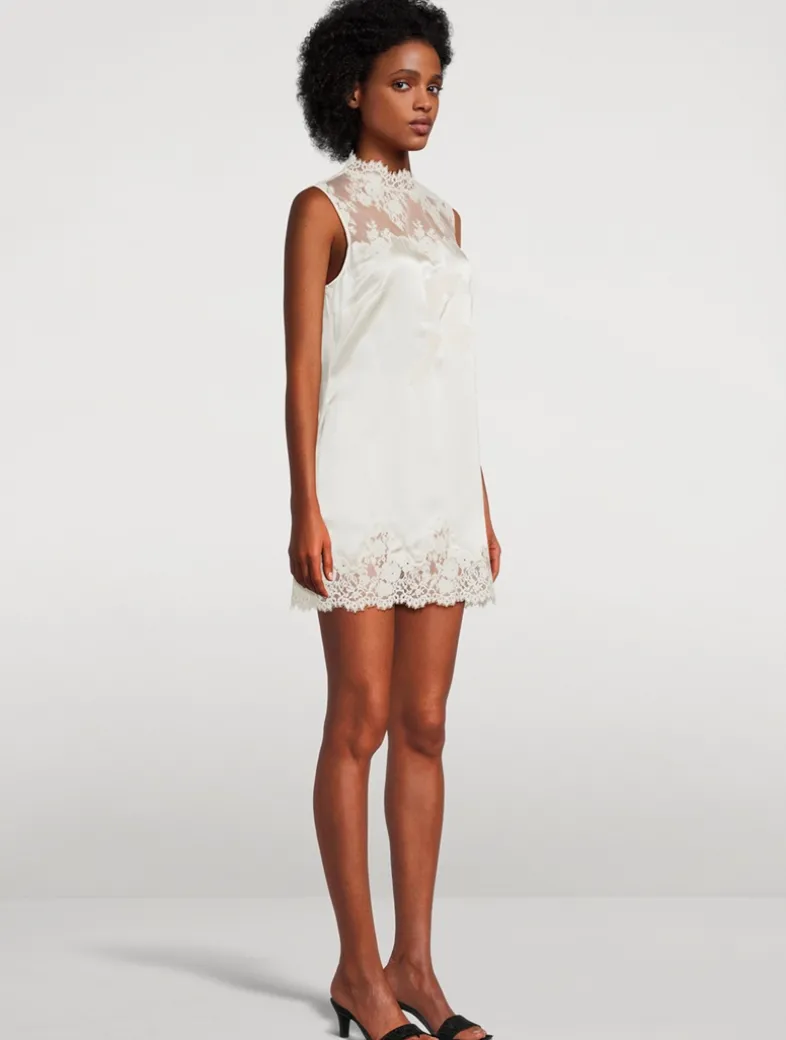 Valeria Lace-Trimmed Silk Mini Dress