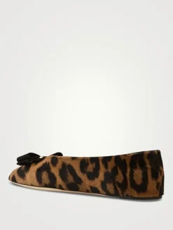 Vanna Pony Hair Ballet Flats In Leopard Print