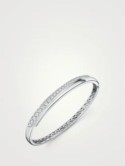 VELA 18K White Gold Crossover Bangle Bracelet With Diamonds