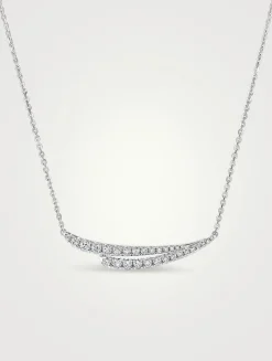 VELA 18K White Gold French Cut Pavé Diamond Pendant Necklace
