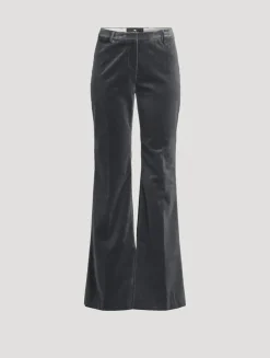 Velvet Flare-Leg Trousers