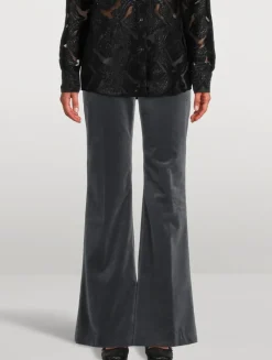 Velvet Flare-Leg Trousers