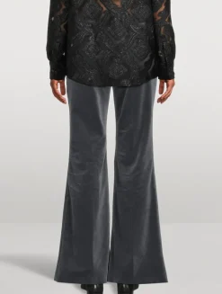 Velvet Flare-Leg Trousers