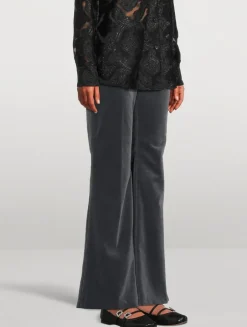 Velvet Flare-Leg Trousers