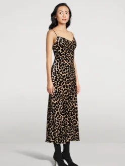 Velvet Slip Dress In Leopard Print