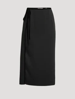 Velvet-Trimmed Midi Skirt