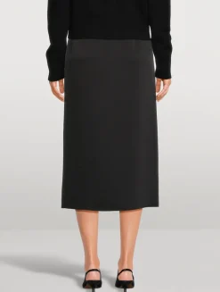 Velvet-Trimmed Midi Skirt