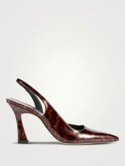 Vinnie Patent Leather Slingback Pumps In Tortoise Print