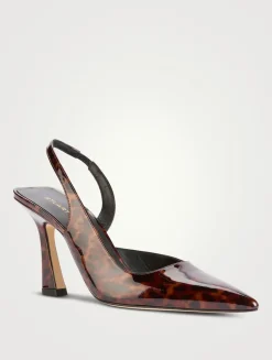 Vinnie Patent Leather Slingback Pumps In Tortoise Print