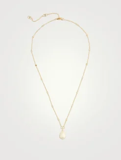 VLogo And Faux Pearl Chain Necklace