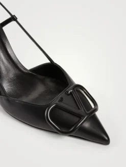 VLOGO Leather Slingback Pumps