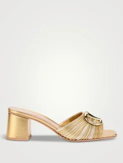 VLogo Metallic Leather Mules
