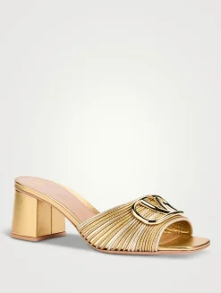 VLogo Metallic Leather Mules