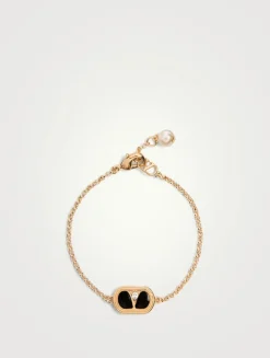 VLogo Ovalette Chain Bracelet With Crystal