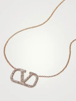 VLogo Pavé Crystal Chain Necklace