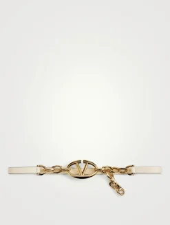 VLOGO Shiny Leather Belt With Chain