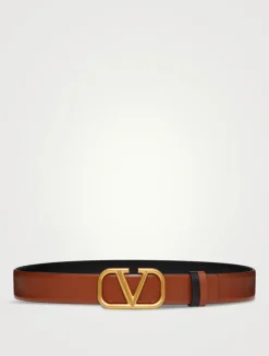 VLOGO Signature Glossy Leather Reversible Belt