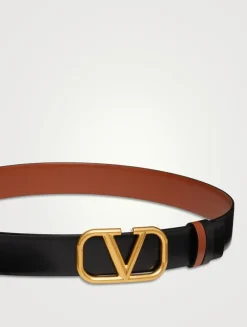 VLOGO Signature Glossy Leather Reversible Belt